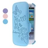 Butterfly and Rose Bolsa em couro Galaxy S3