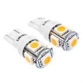 T10 1W 5-LED 70LM 3000-3500K luz branca quente p/ carro (12v