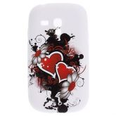 Case Elegante de coração e flor silicone macio Galaxy S DUOS